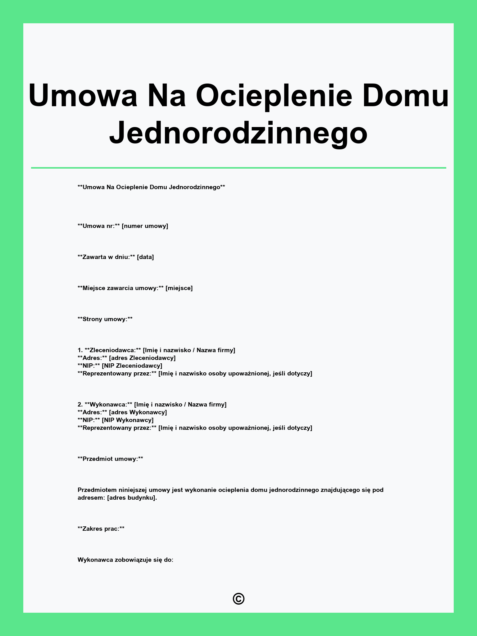 Umowa Na Ocieplenie Domu Jednorodzinnego