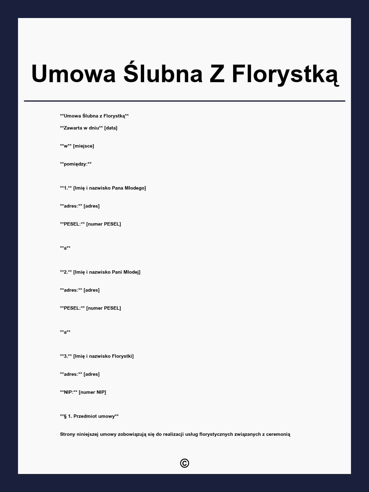 Umowa Ślubna Z Florystką