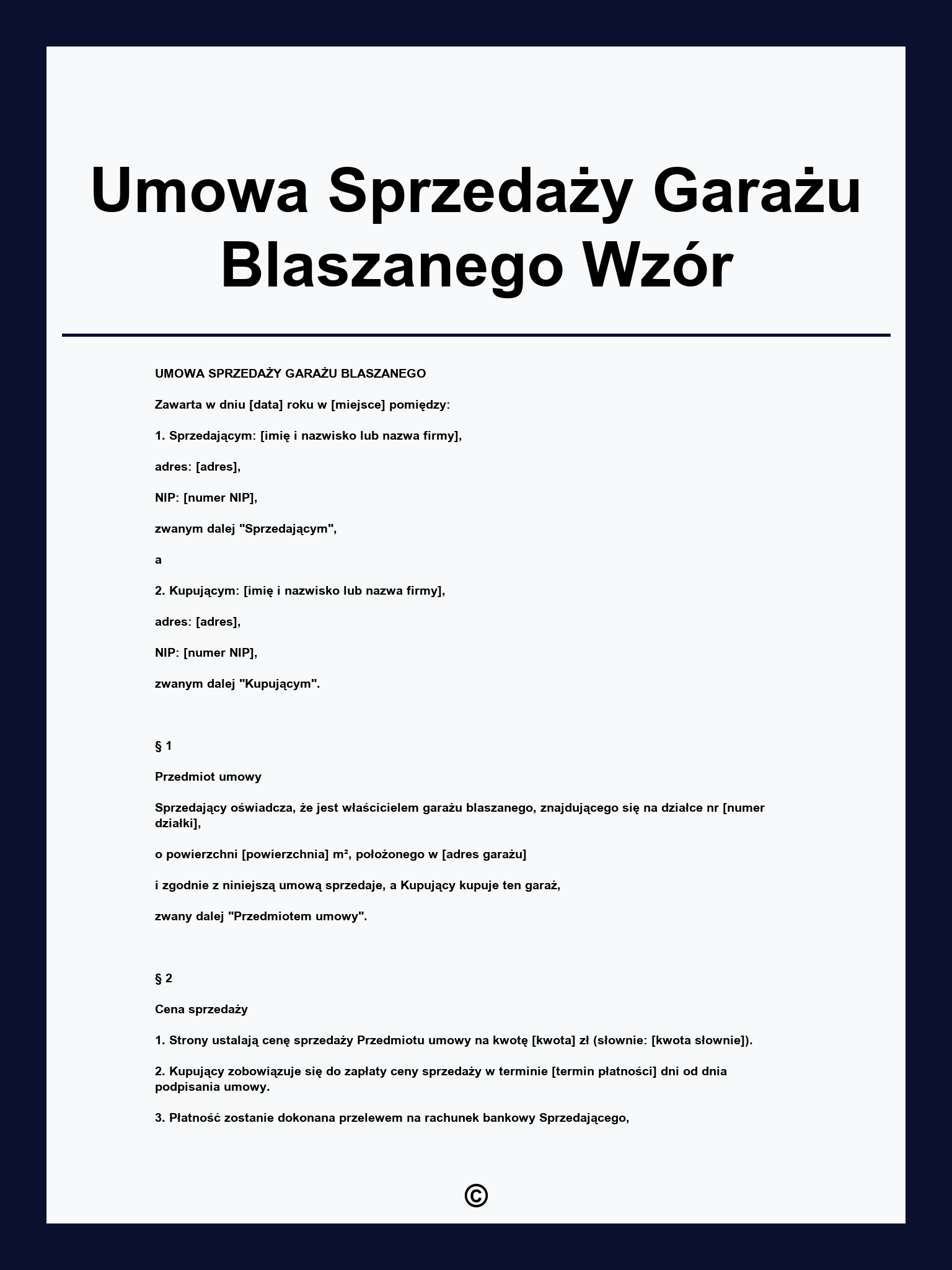 Umowa Sprzedaży Garażu Blaszanego Wzór
