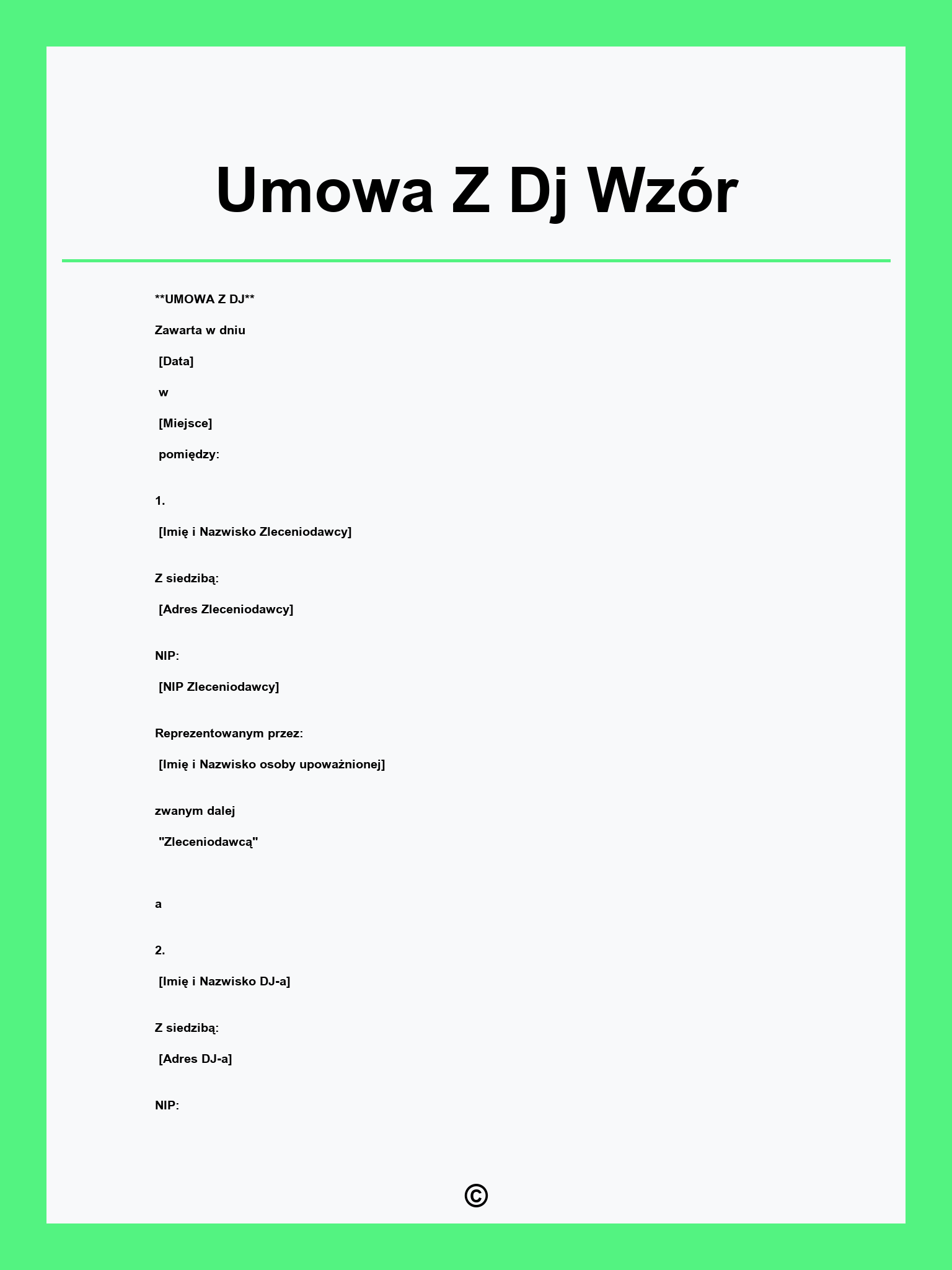 Umowa Z Dj Wzór