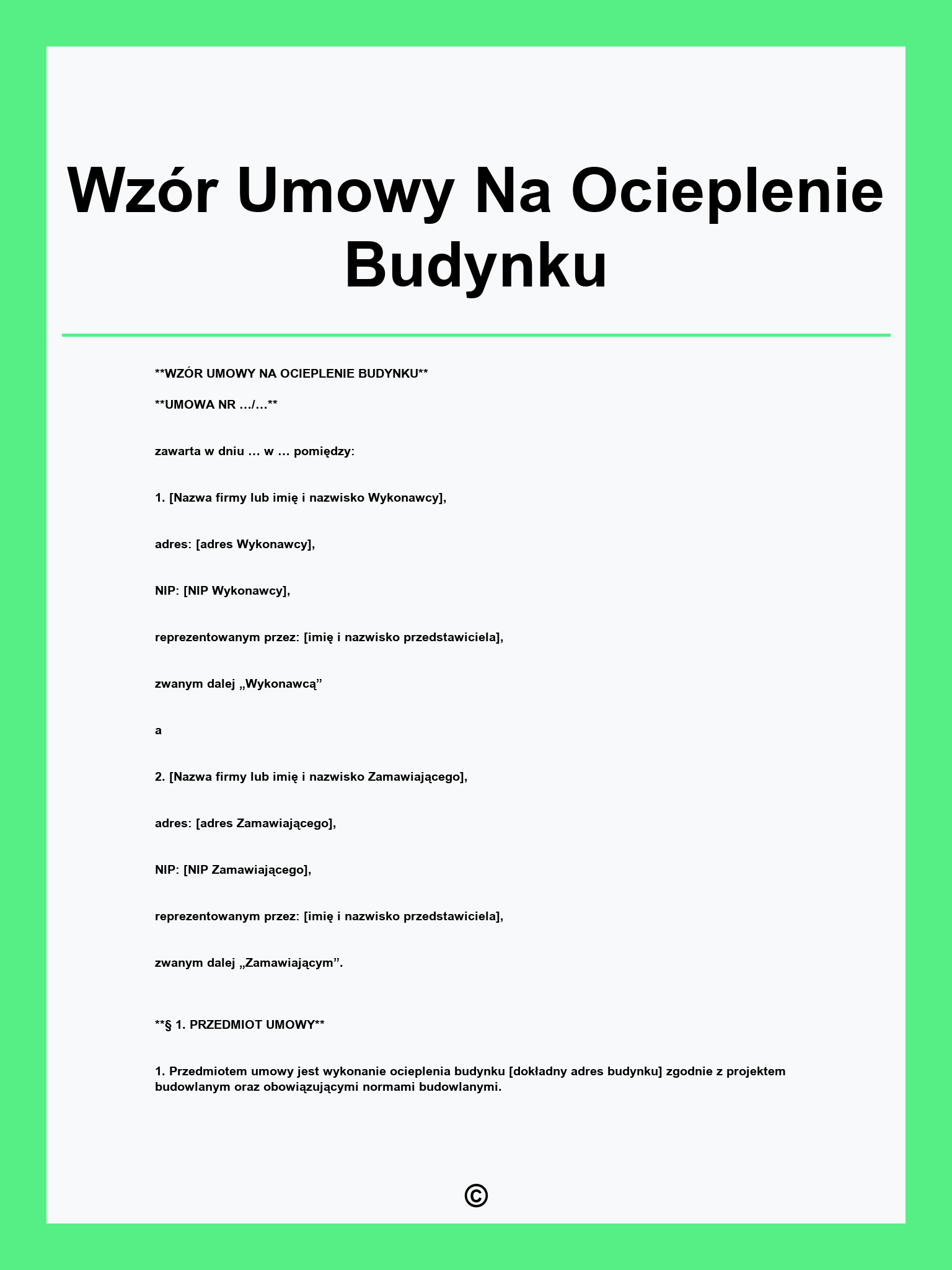 Wzór Umowy Na Ocieplenie Budynku