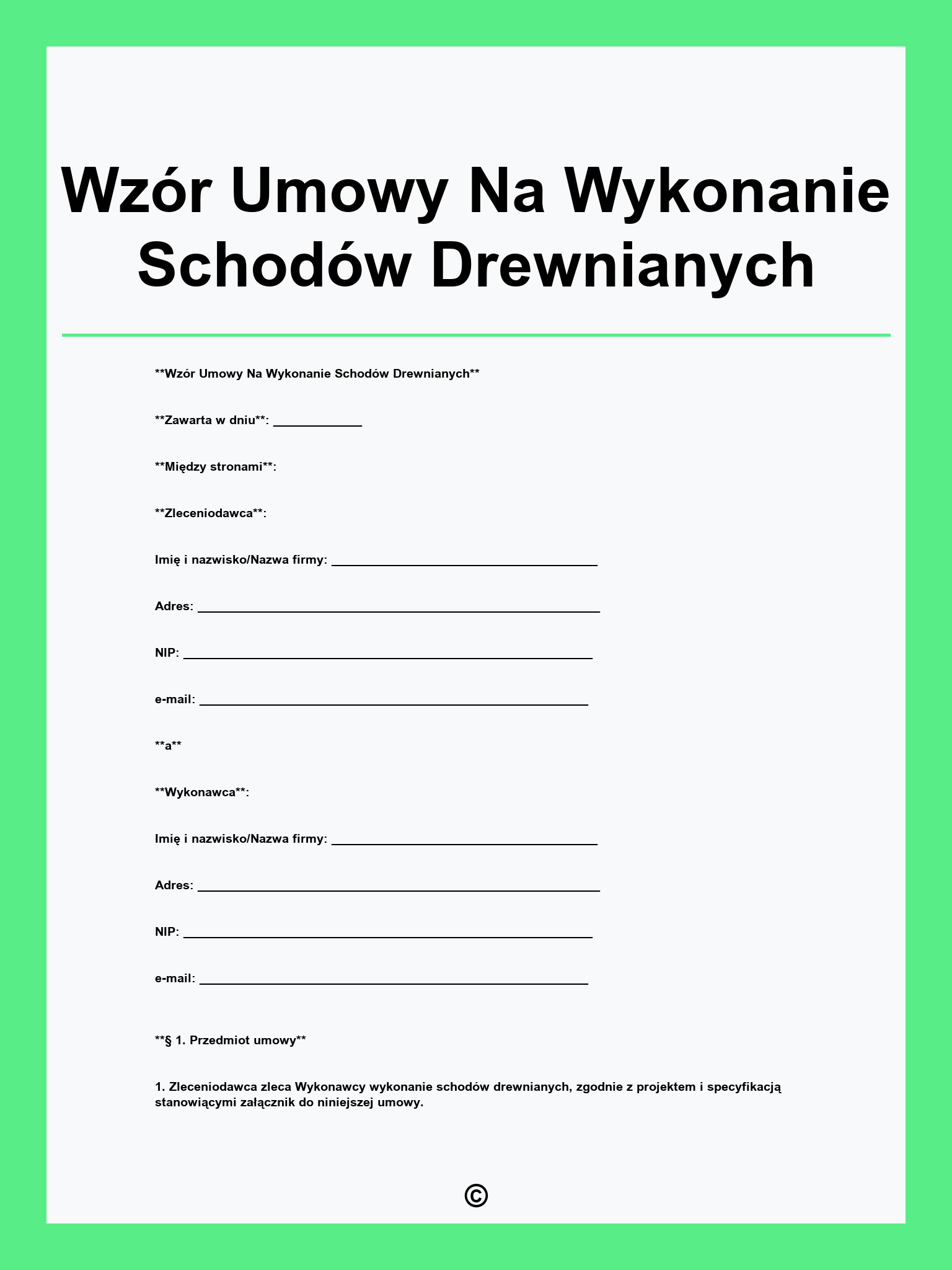 Wzór Umowy Na Wykonanie Schodów Drewnianych