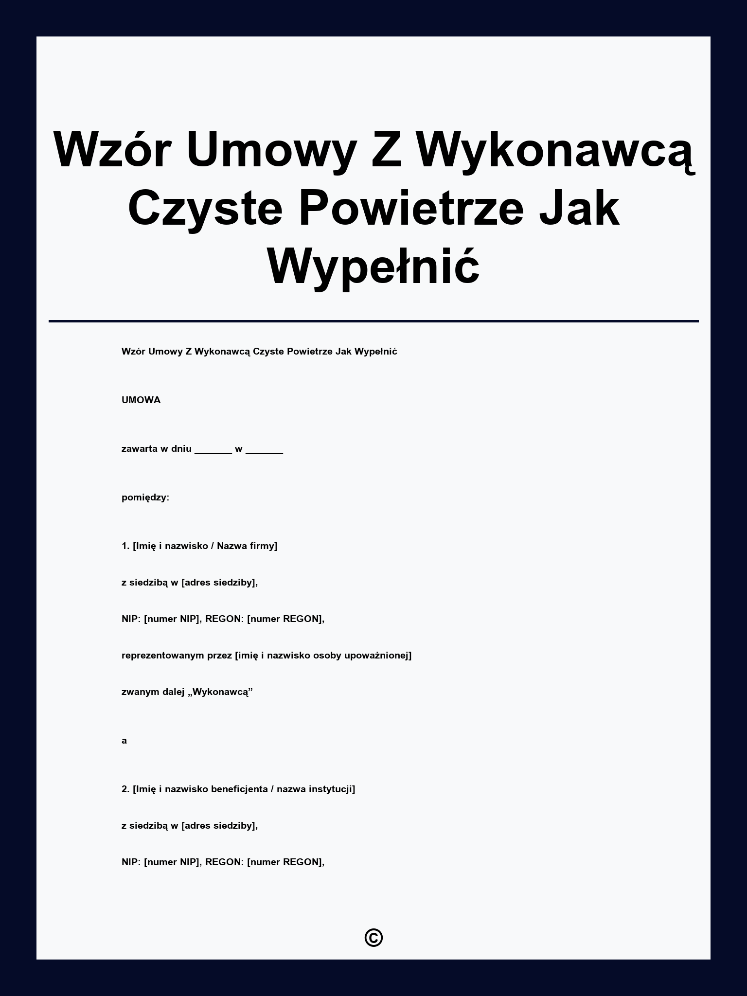 Wzór Umowy Z Wykonawcą Czyste Powietrze Jak Wypełnić